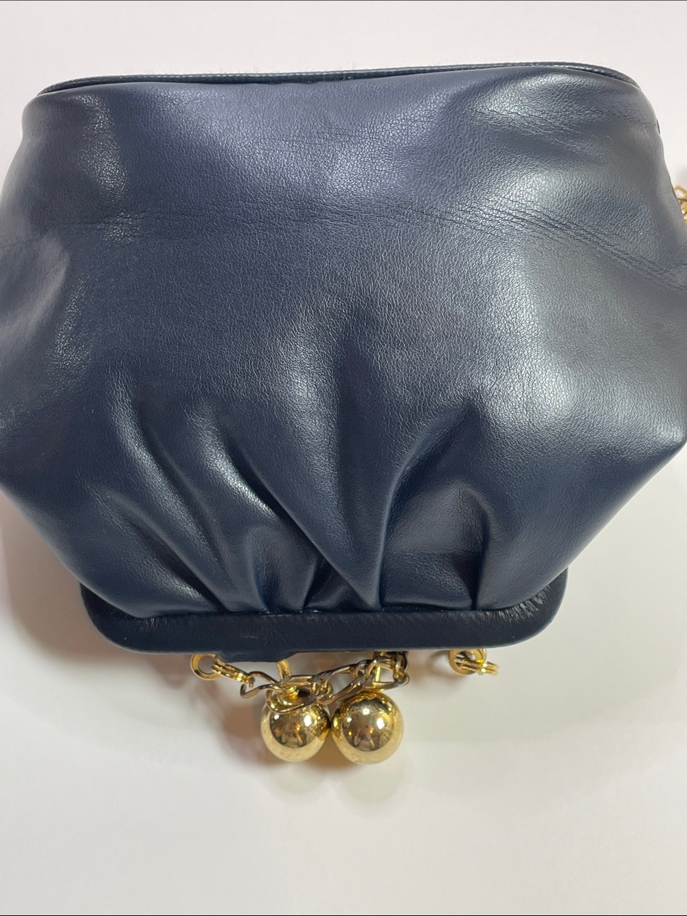 Jeanne Lottie Navy Leather Kiss-Lock Chain Crossbody Bag - Picture 3 of 15